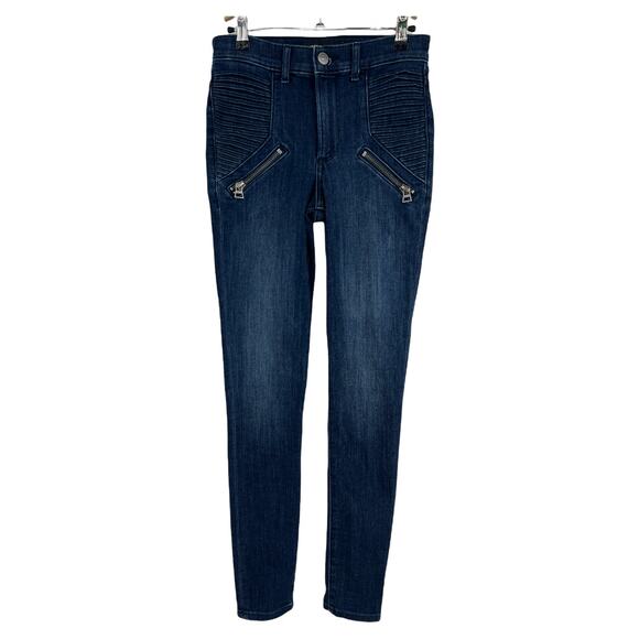 Express (2) 27x29 Short Stretch Legging High Rise Skinny Jeans Blue Dark Wash - Picture 1 of 8